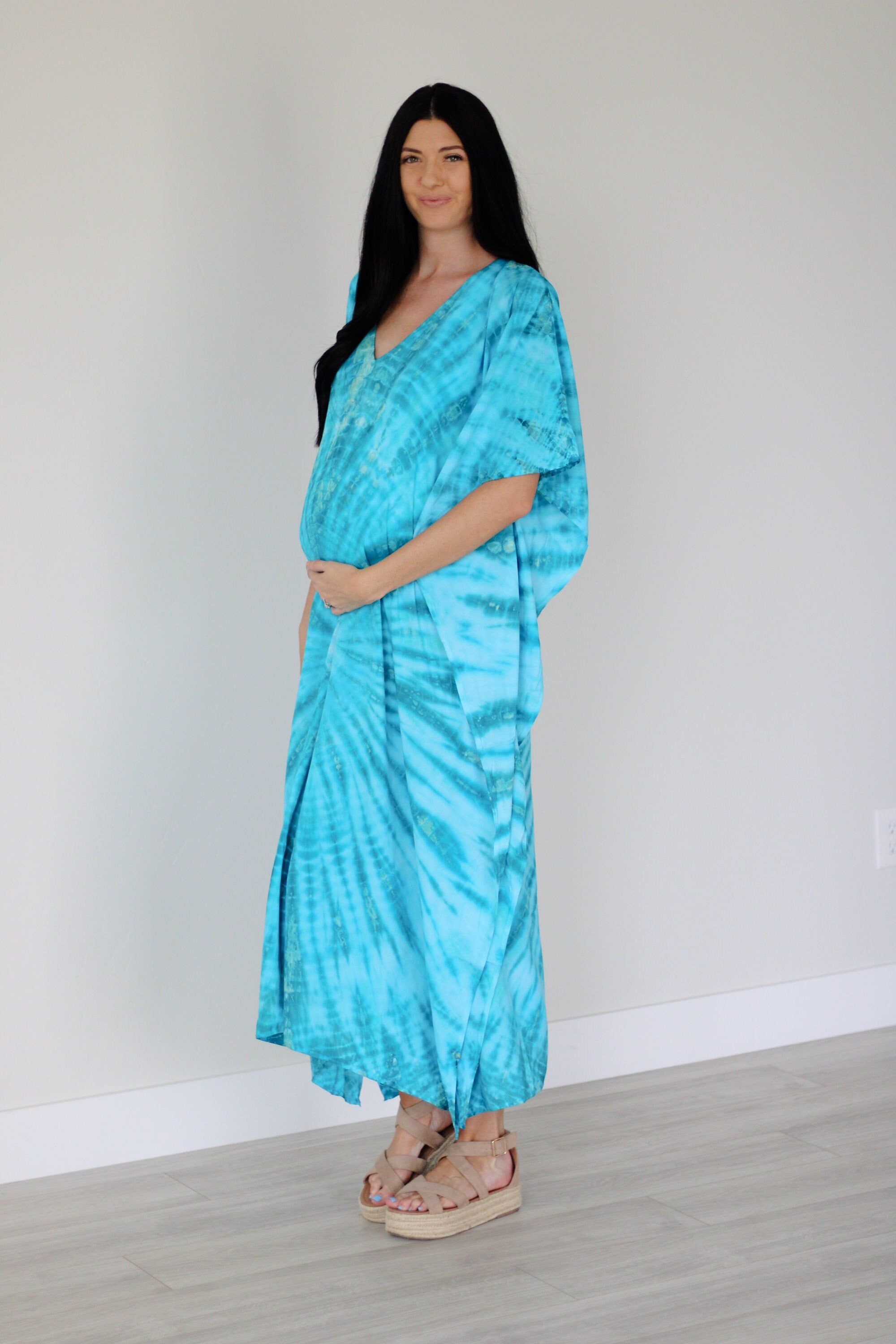 Tie dyed kaftan maxi dress