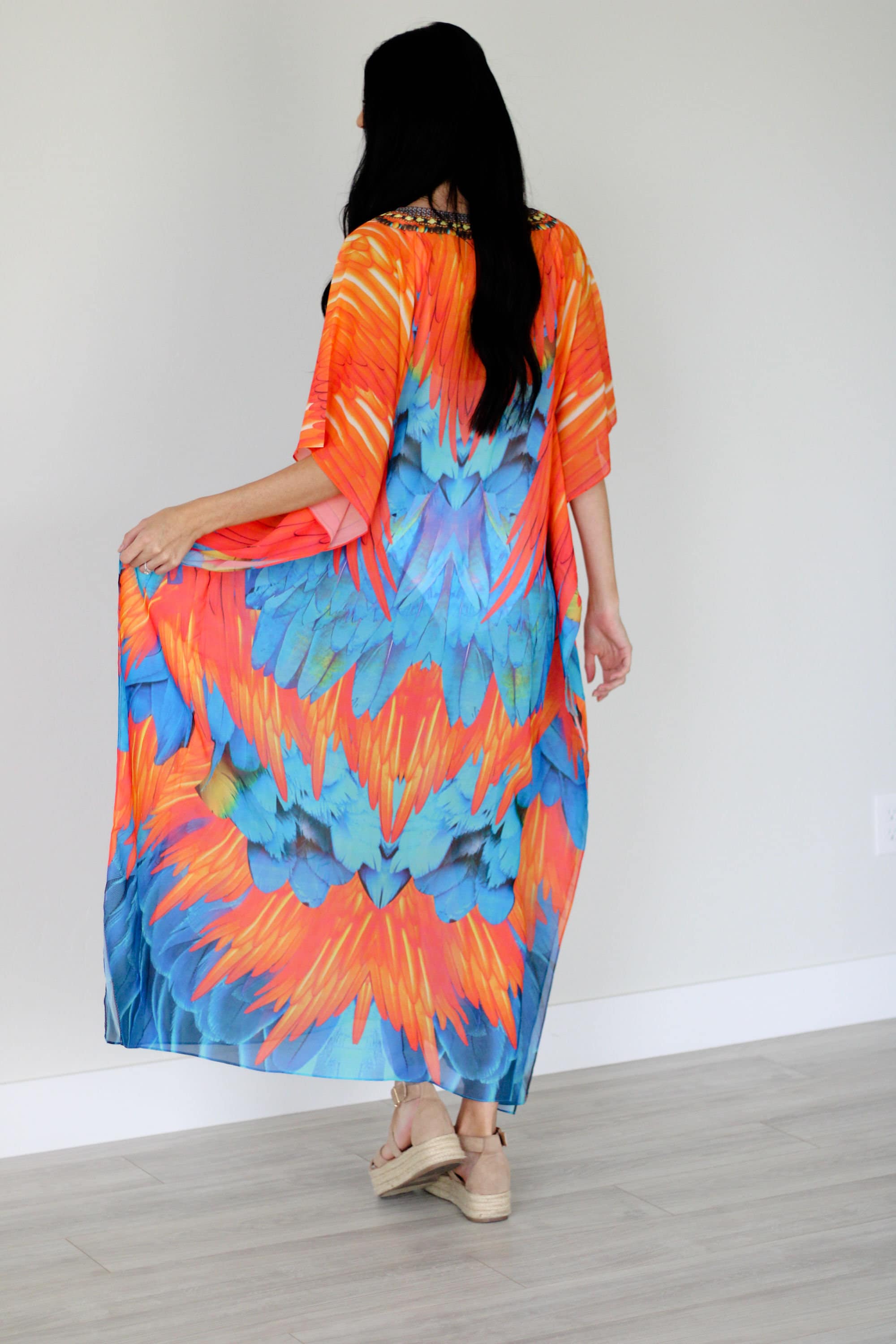 Tribal Kaftan Dress, Feather Caftan Dress, Plus Size Kaftan For Women, Boho Maxi Dress
