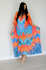 Load image into Gallery viewer, Tribal Kaftan Dress, Feather Caftan Dress, Plus Size Kaftan For Women, Boho Maxi Dress
