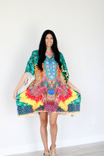 Load image into Gallery viewer, Tropical Kaftan Dress, Plus Size Kaftan Dress, African Dress, Midi Kaftan Dress
