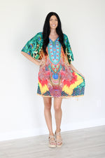 Load image into Gallery viewer, Tropical Kaftan Dress, Plus Size Kaftan Dress, African Dress, Midi Kaftan Dress
