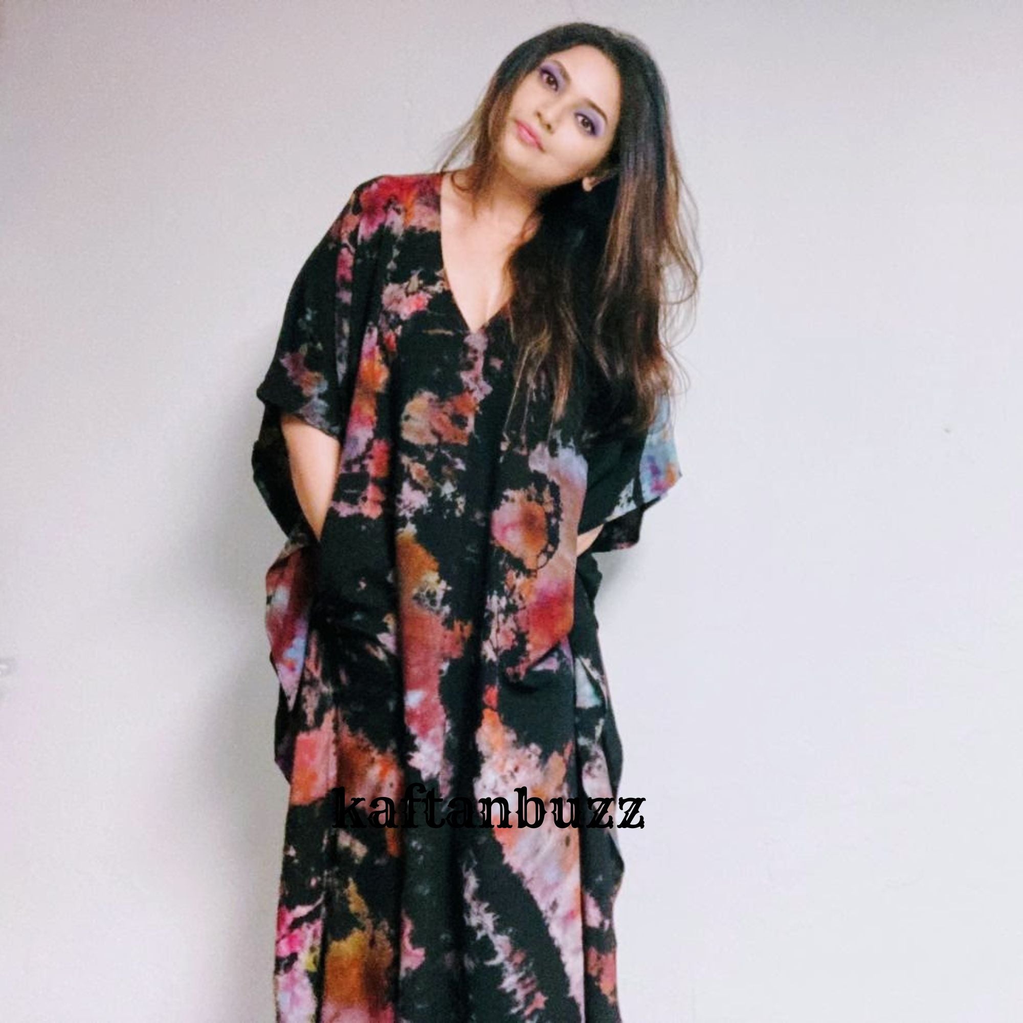 Rainbow kaftan dress for women